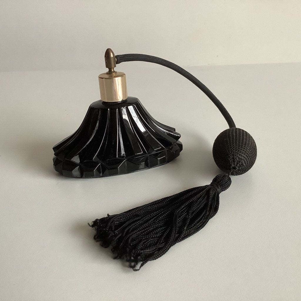 vintage boudoir parfumfles met puffer en flosje, Ophalen of Verzenden