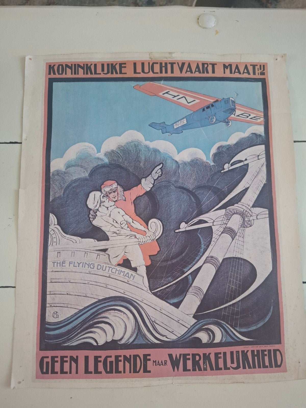 Vintage KLM poster: Koninklijke Luchtvaart Maatschappij, Ophalen, A1 t/m A3, Overige onderwerpen, Rechthoekig Staand