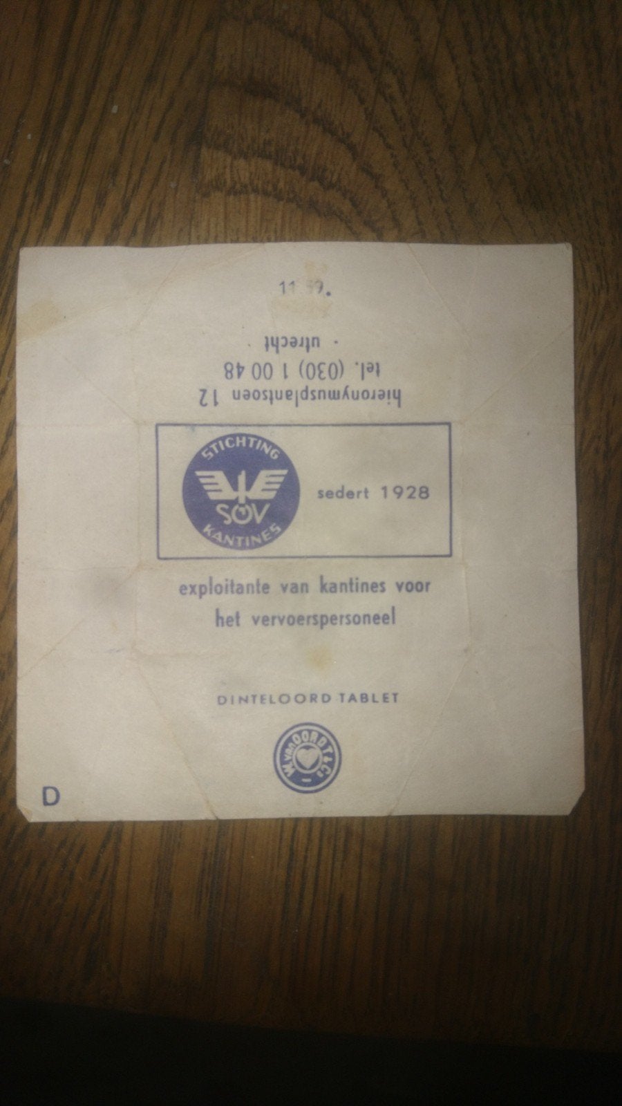 Vintage SOV Kantines Dinteloord Tablet Verpakking, Ophalen, Gebruikt