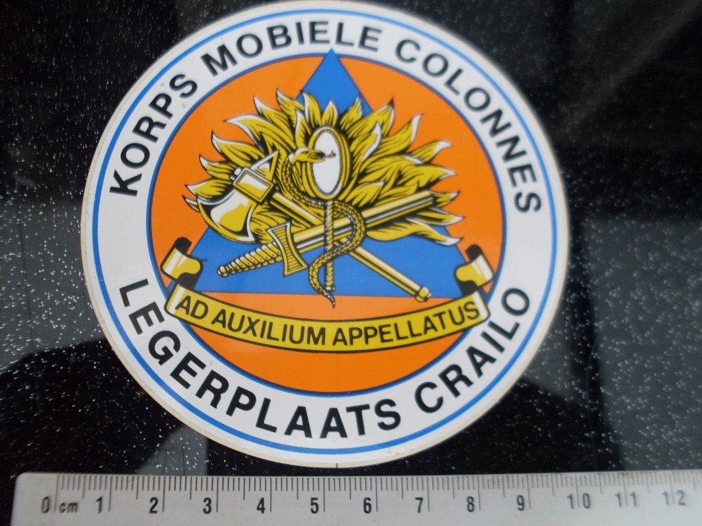 sticker korps mobiele colonnes legerplaats crailo embleem, Ophalen of Verzenden, Zo goed als nieuw, Bedrijf of Vereniging