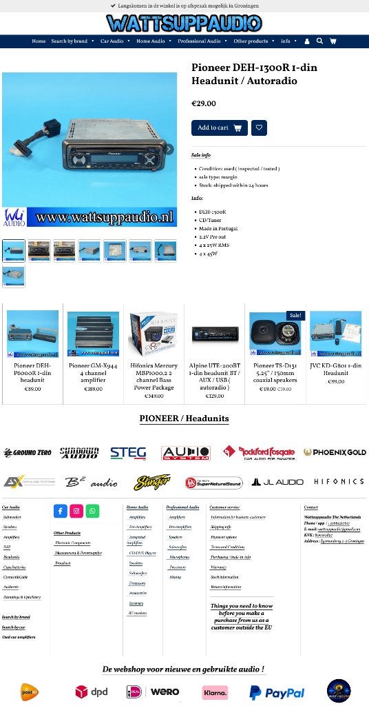 Pioneer DEH-1300R 1-din Headunit / Autoradio, Gebruikt, ., Ophalen of Verzenden, .