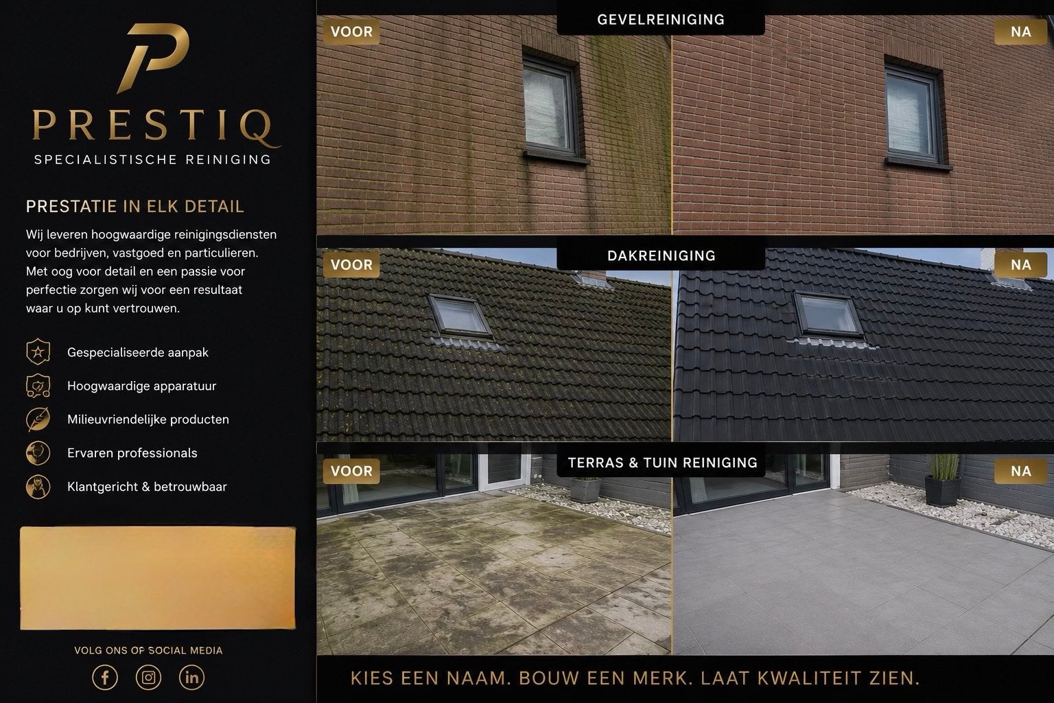 Expert in Gevelreiniging, Dakreiniging & Terrasreiniging, Steen of Klei, Zwart, Nieuw, Ophalen of Verzenden