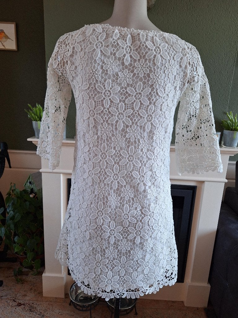 Made in Italy wit gehaakte jurk M 38 40, Kleding | Dames, Maat 38/40 (M), Made in Italy, Verzenden, Wit