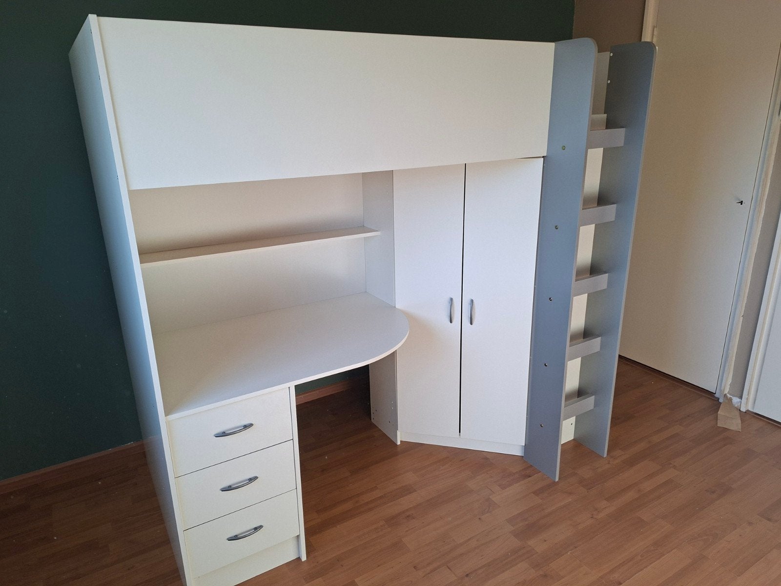 Hoogslaper met bureau, kast en lades, Ophalen, Gebruikt, Eenpersoons, 200 cm