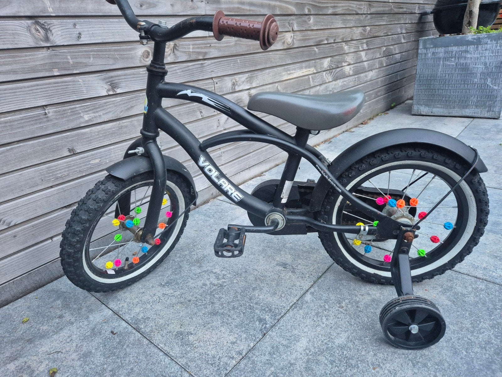 Volare kinderfiets met zijwieltjes - 14 inch, Ophalen, Terugtraprem, Zijwieltjes, Gebruikt
