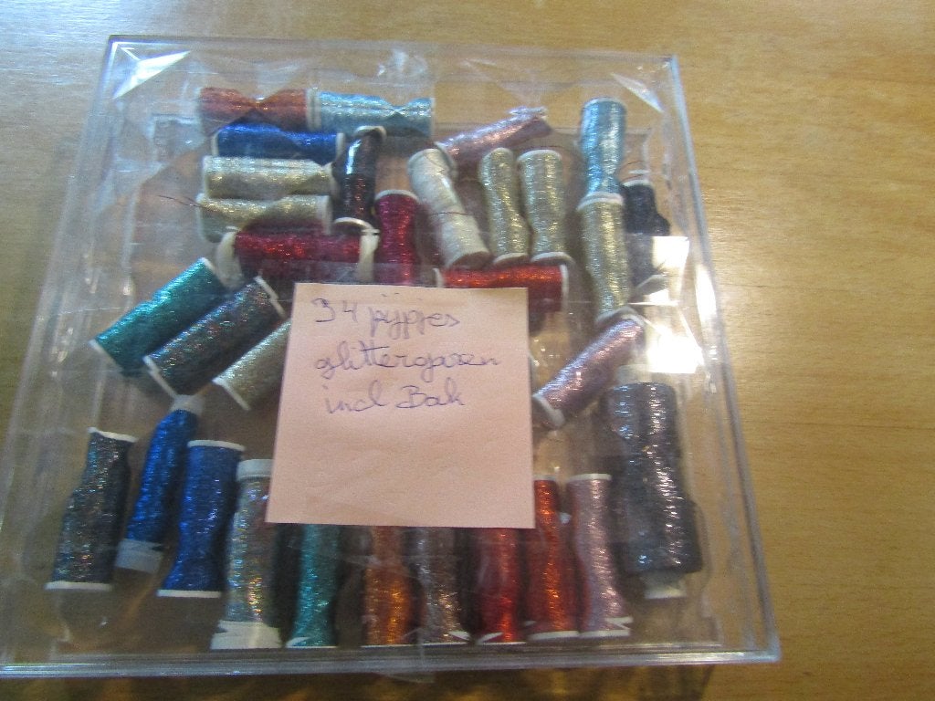 1 Bak met 37 pijpjes Glittergaren  Party 2 .incl bak ., Ophalen, Nieuw, Overige thema's, Overige typen