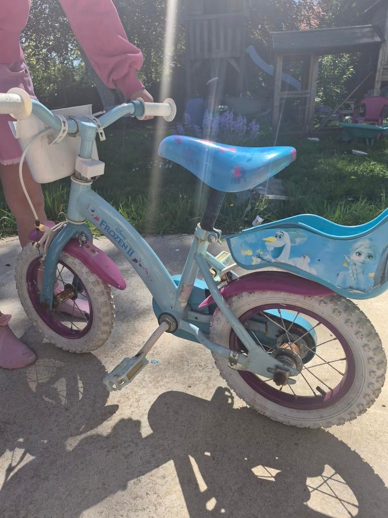 Frozen kinderfiets 12 inch - Elsa en Anna, Ophalen, Terugtraprem, Gebruikt, Minder dan 16 inch