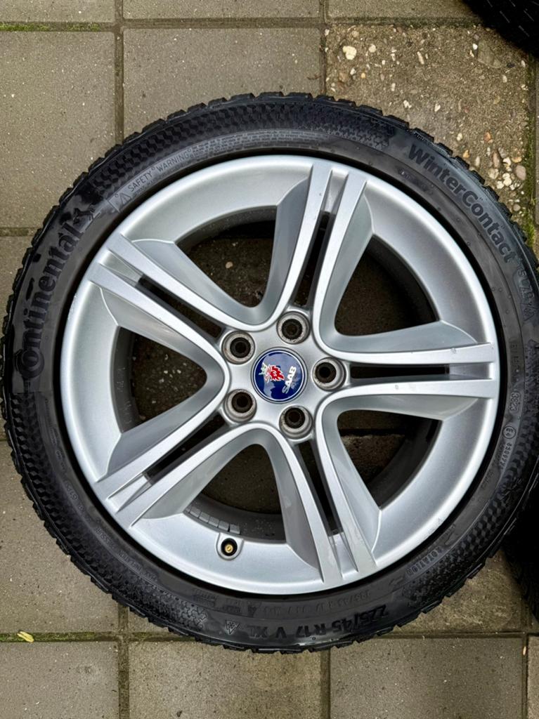 Saab 9-3 TX 17” velgen set origineel Saab, Auto-onderdelen, Banden en Velgen, Gebruikt, Velg(en), 17 inch, Personenwagen
