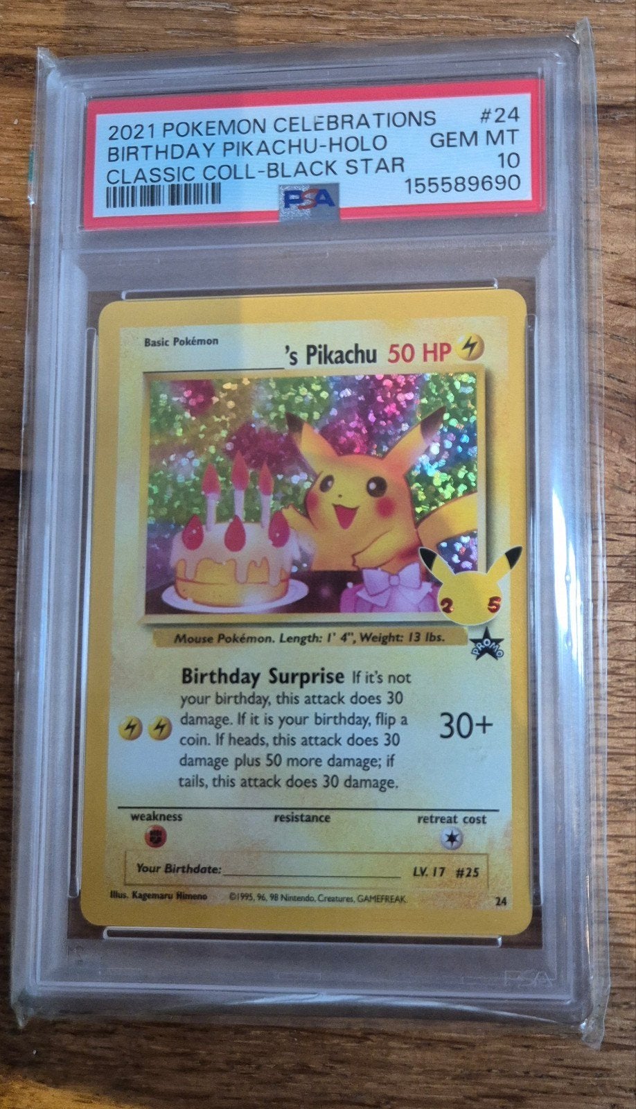 PSA 10 Birthday Pikachu Holo 2021 Celebrations Pokémon Kaart, Ophalen, Nieuw, Losse kaart