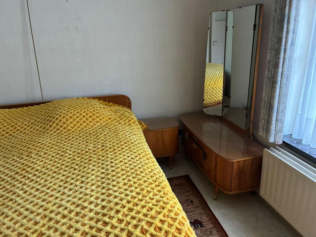 Vintage Mid Century Slaapkamer Set met 160cm bed, Ophalen, Gebruikt, Tweepersoons, Mid Century