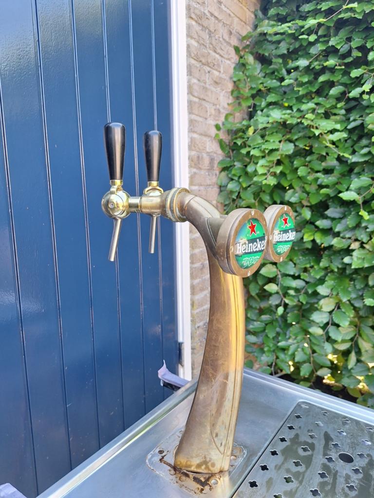 Messing biertap Heineken tapzuil mancave thuisbar bierzuil, Ophalen of Verzenden, Gebruikt, Overige merken