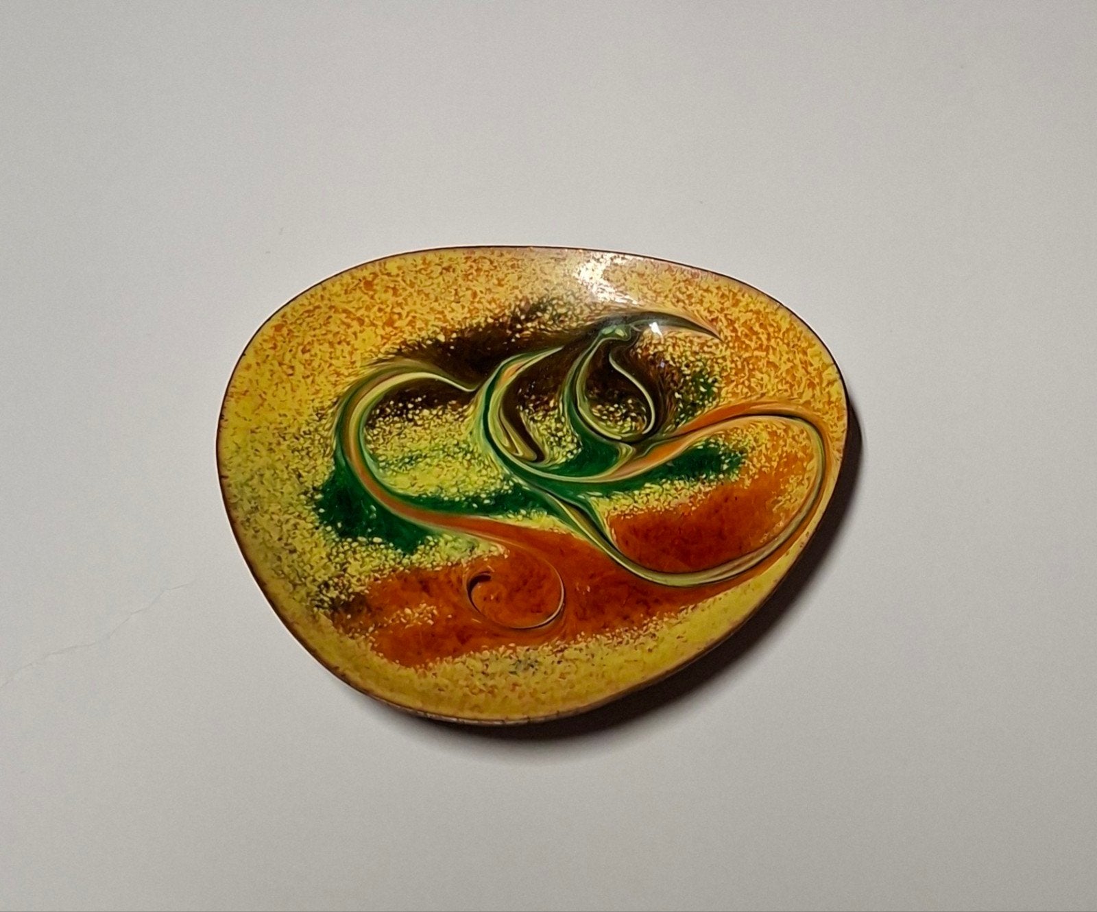 Vintage geëmailleerde koperen schaaltje, abstract design, Antiek en Kunst, Ophalen of Verzenden