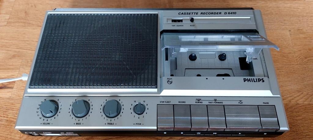 Philips D6410 Cassette Recorder met Pitch Control, Ophalen of Verzenden, Enkel, Philips, Tape counter