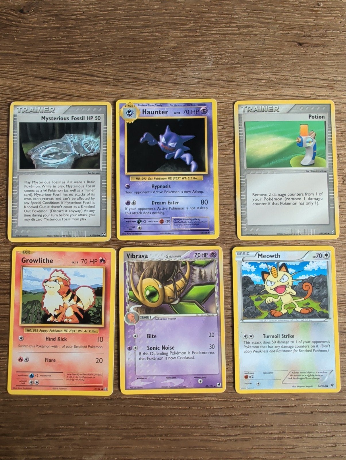 Pokémon Kaarten Set: Growlithe, Haunter, Meowth, Vibrava, Ophalen of Verzenden, Gebruikt, Meerdere kaarten