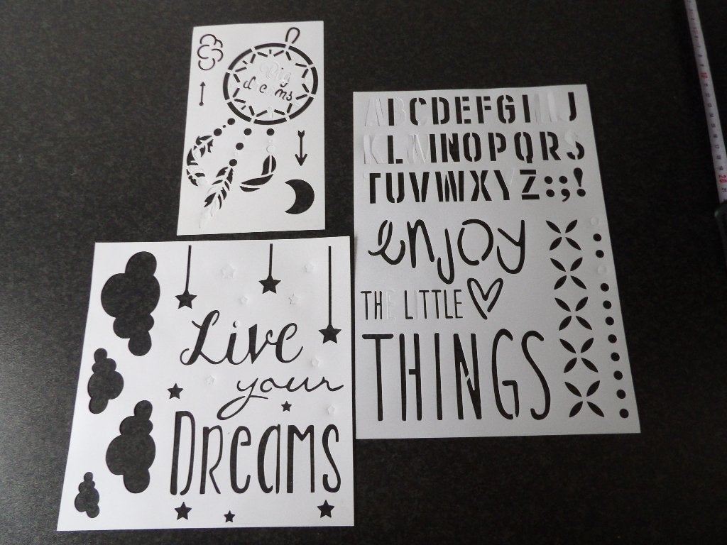 nieuw 3x sjabloon dreams + alfabet, Gereedschap of Toebehoren, Nieuw, Ophalen of Verzenden, Kunststof