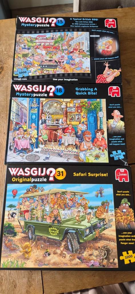 3 Wasgij Puzzels, Hobby en Vrije tijd, Denksport en Puzzels, Zo goed als nieuw, Legpuzzel, 500 t/m 1500 stukjes, Ophalen of Verzenden