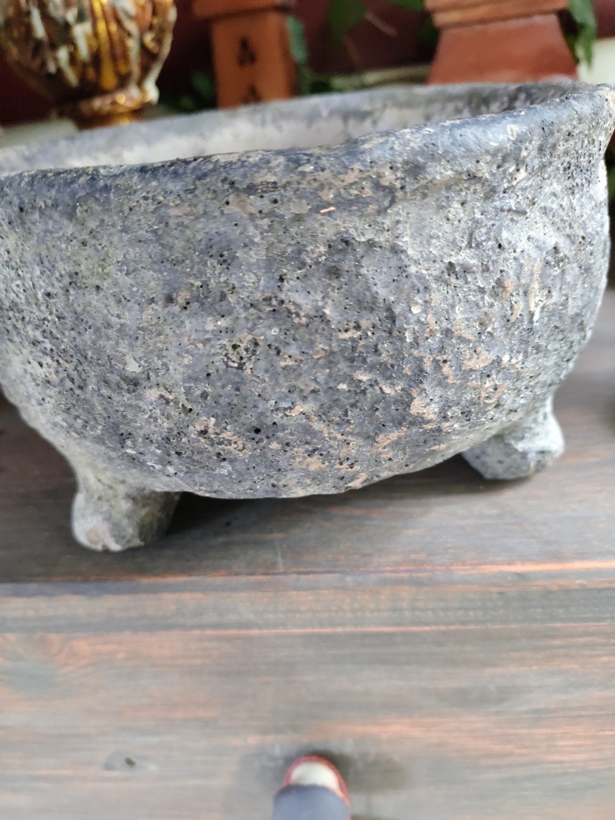 Beton bloembakje op voetjes voor tafel of beeld buiten/binne, Ophalen of Verzenden