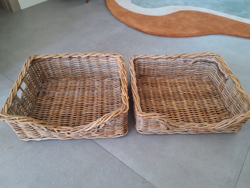 2 rieten manden, Ophalen, Gevlochten, Mand, Nieuw