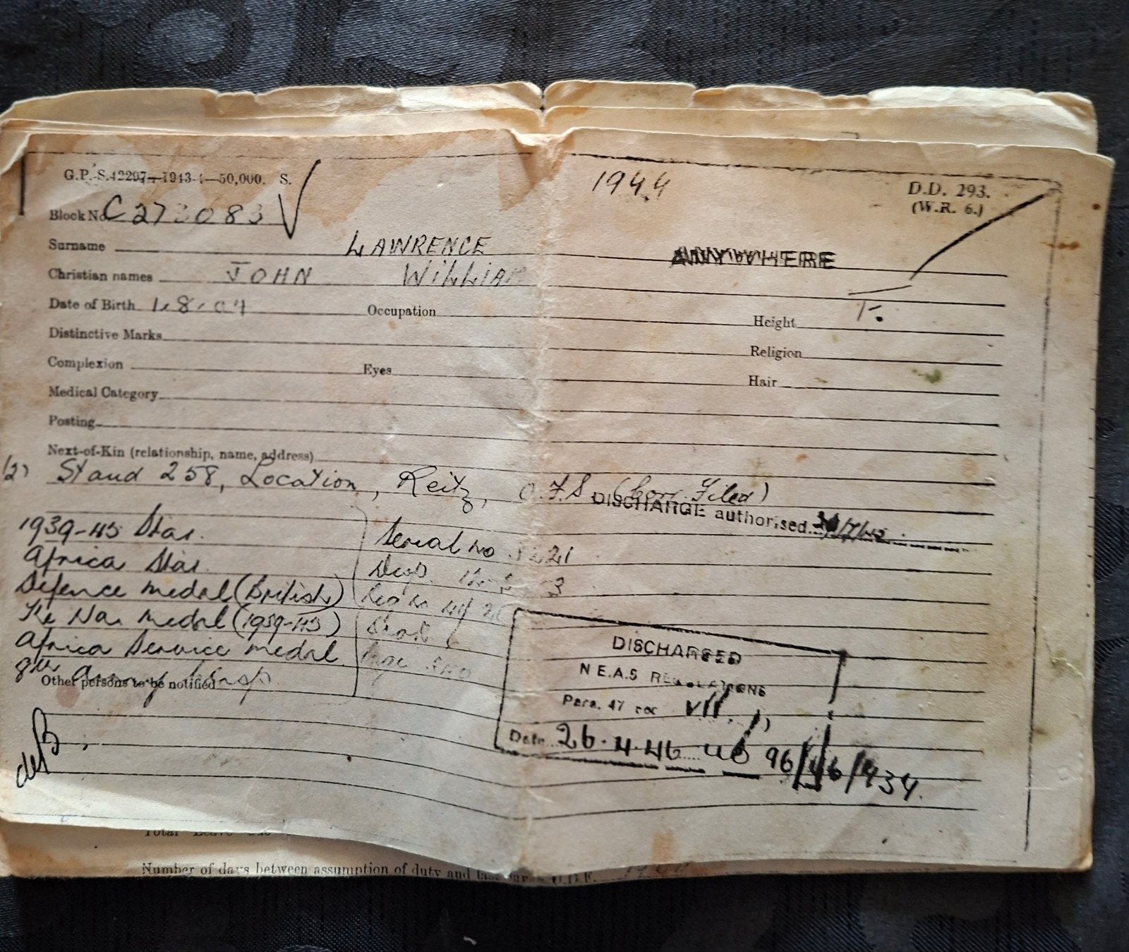 complete loopbaan Engelse WO2 soldaat, Verzamelen, Verzenden, Landmacht, Boek of Tijdschrift