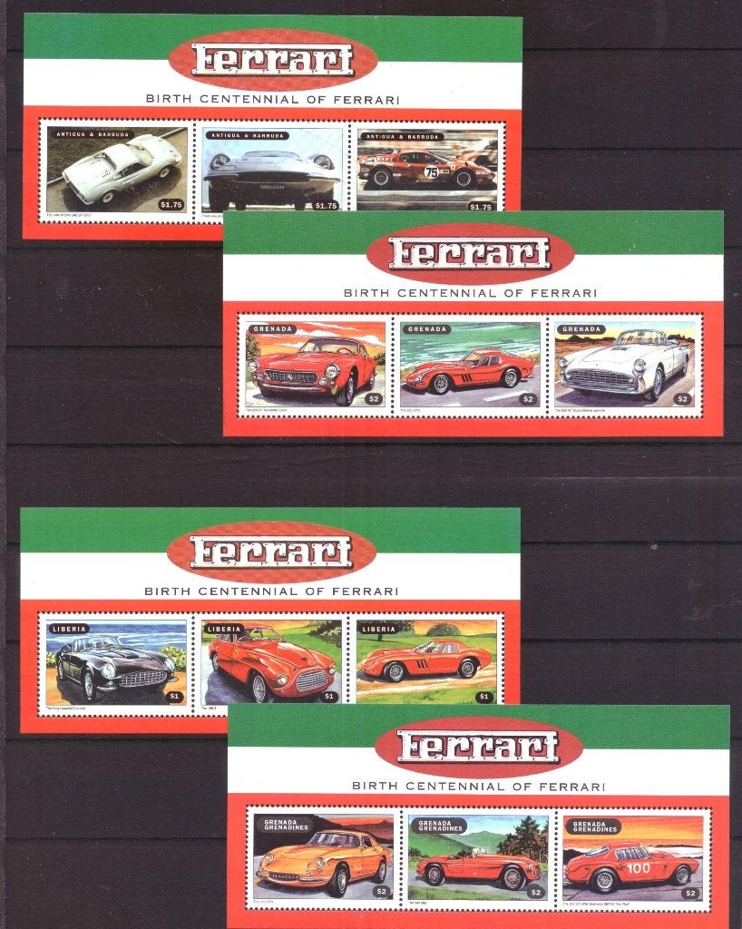 Verschillende blokjes met zegels Ferrari Postfris!, Ophalen of Verzenden, Postfris, Auto's