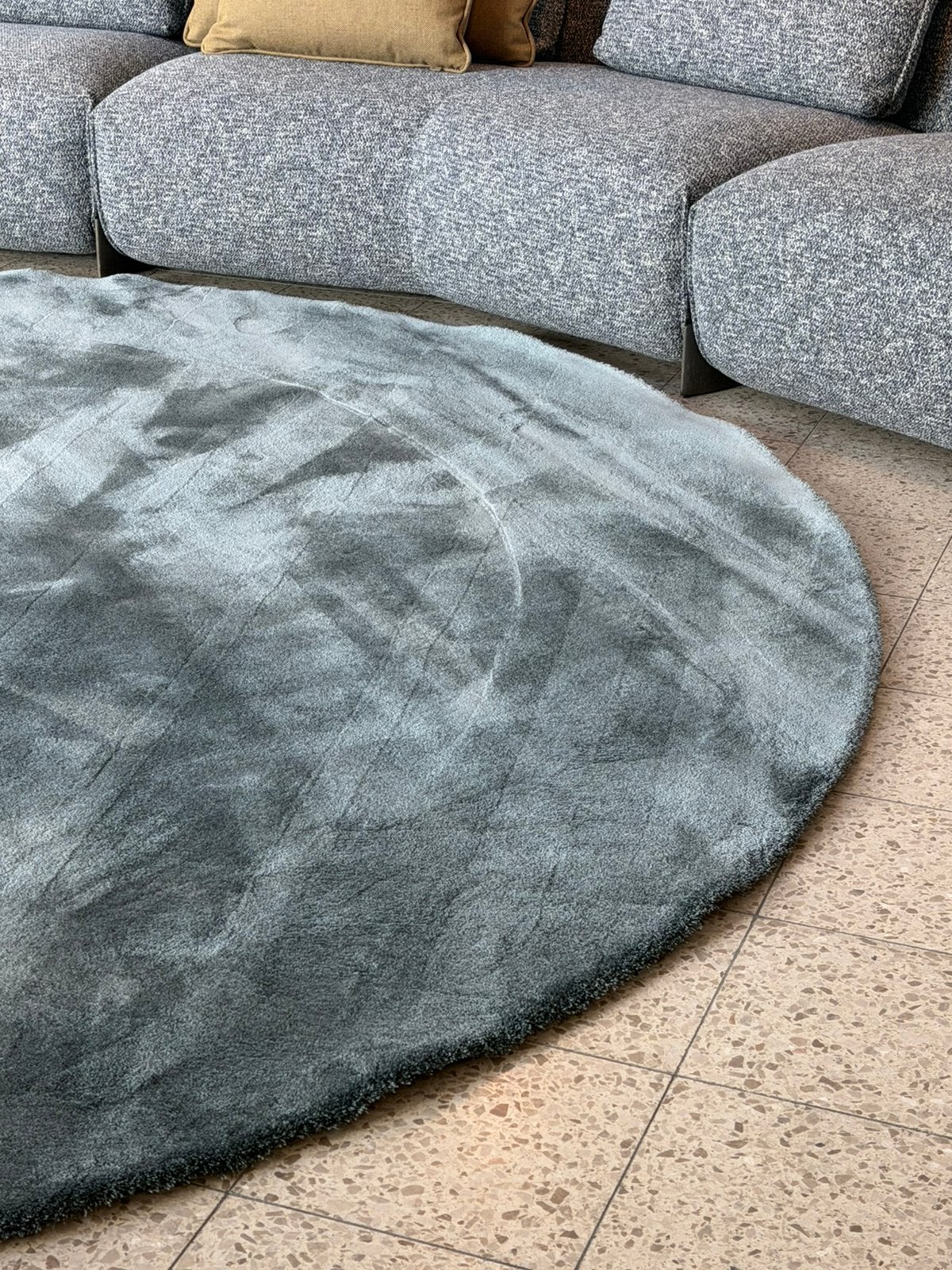Brink en Campman Longbarn Liscio tapijt round iceblue, Huis en Inrichting, Ophalen, Blauw, Rond, 200 cm of meer