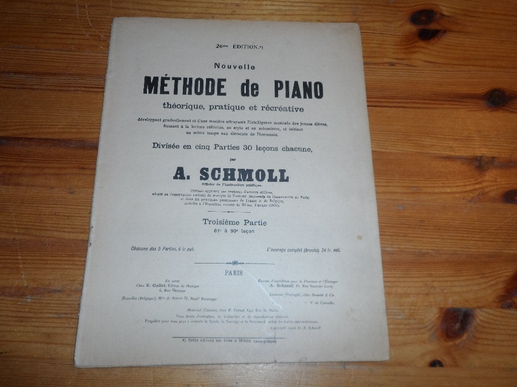 A. Schmoll - Methode de piano, Gebruikt, Klassiek, Ophalen of Verzenden, Artiest of Componist