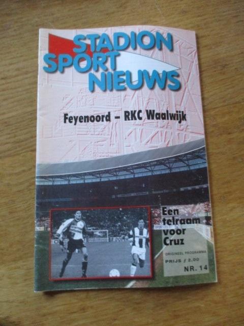 Programmaboekje 14 Feyenoord - RKC Waalwijk 24 februari 1999, Ophalen of Verzenden, Gelezen, Watersport en Hengelsport