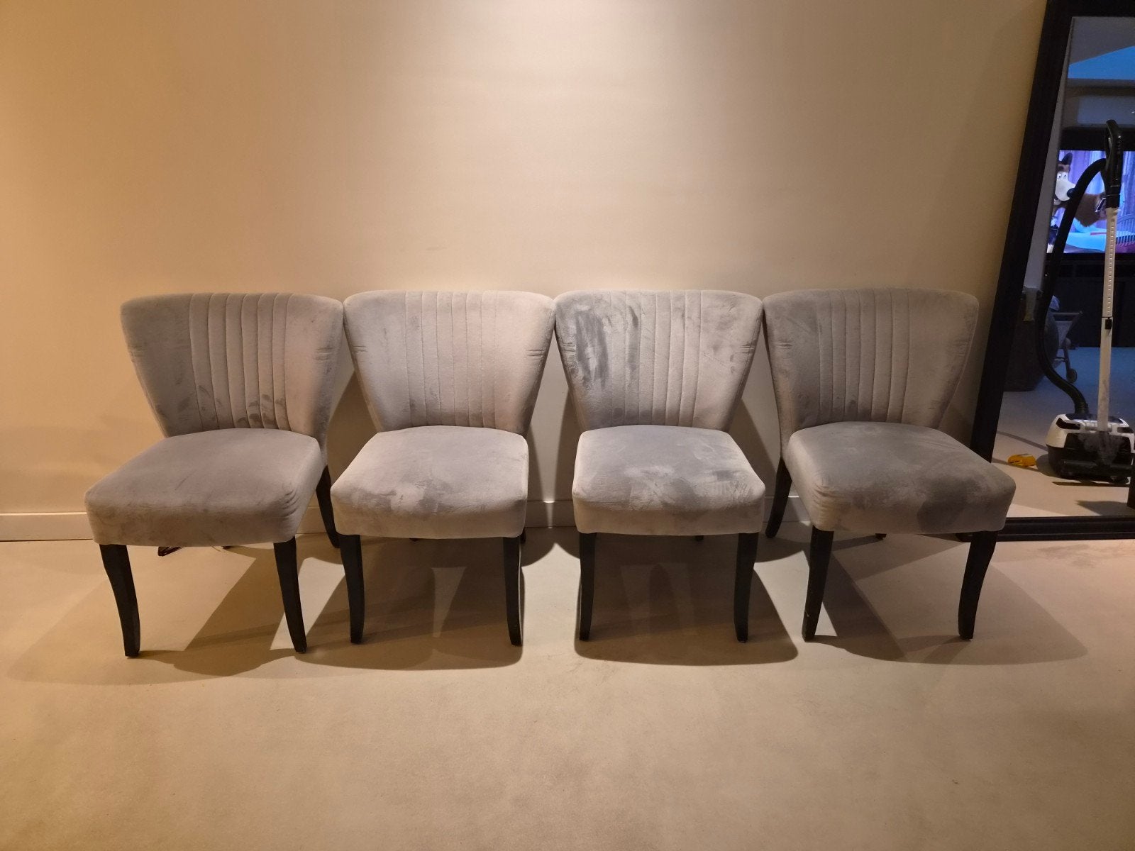 Set van 4 Rofra stoelen, grijs stof, Ophalen, Modern, Comfortabel, Zo goed als nieuw, Vier