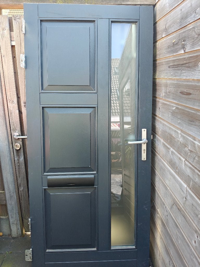 Hardhouten voordeur antraciet 93 x 202,5 cm, Ophalen, Gebruikt, 80 tot 100 cm, Buitendeur