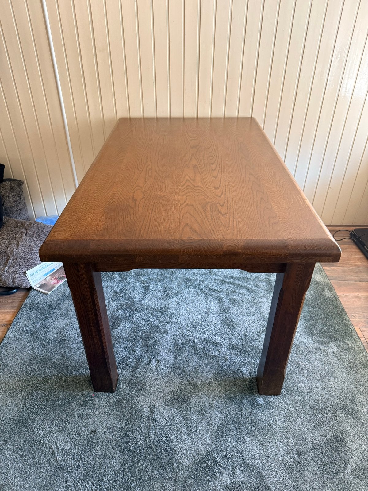 Robuuste eiken eettafel - Perfect voor gezellige diners, Ophalen, Gebruikt, 100 tot 150 cm, Eikenhout
