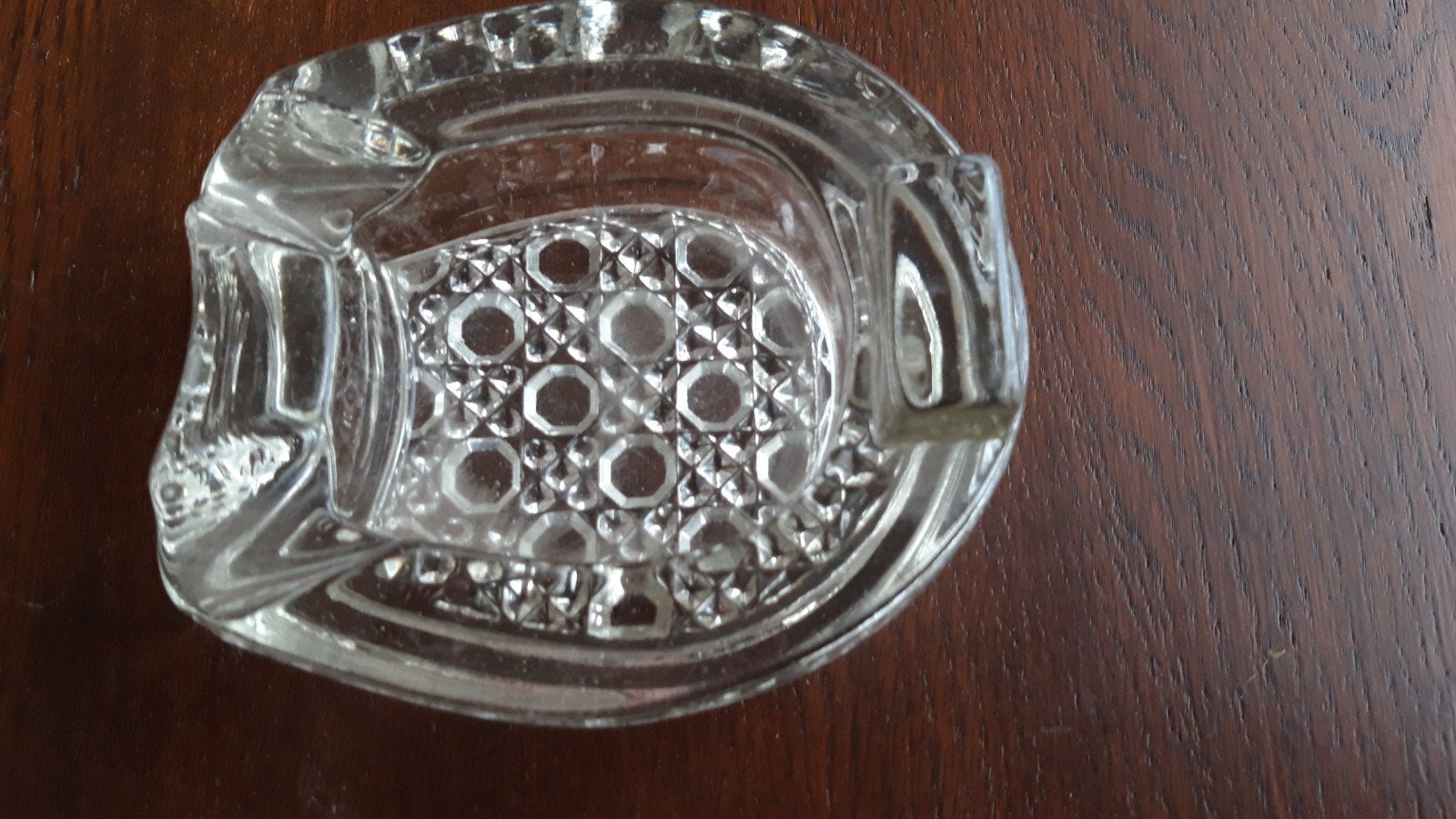 Vintage hoefijzervormige glazen asbak - zeer decoratief, Ophalen of Verzenden