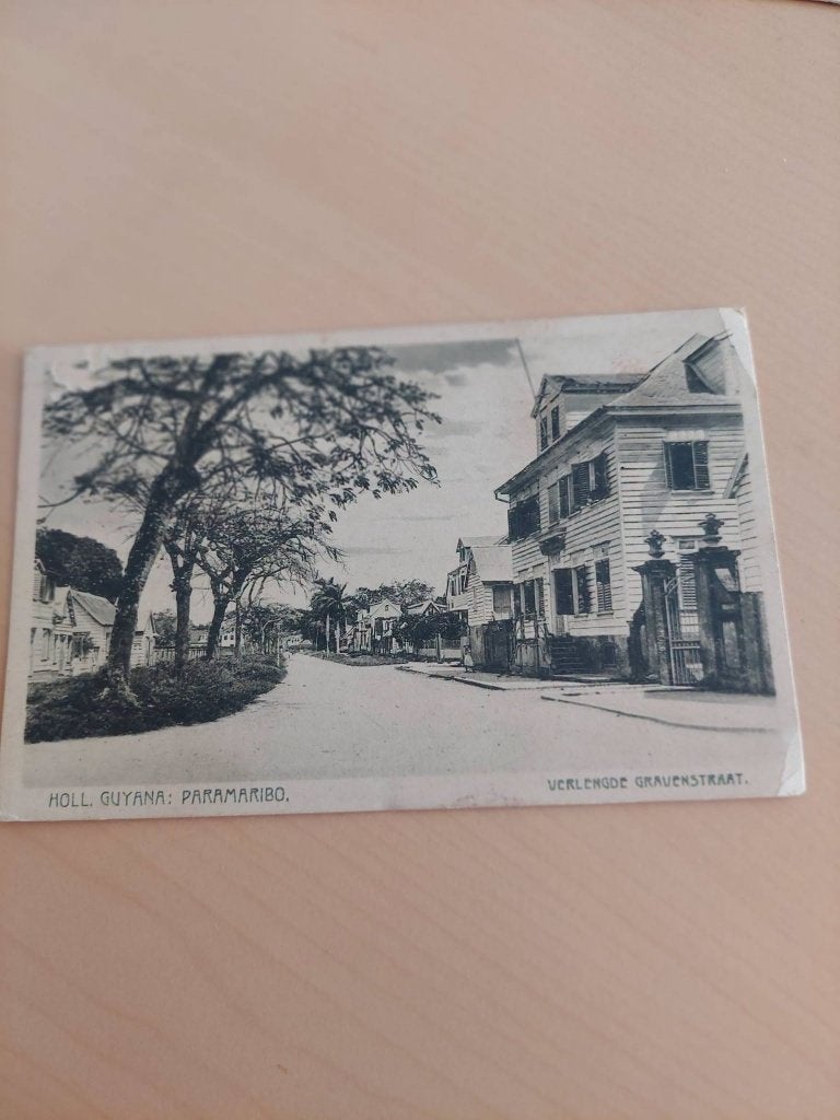 kaart  Holl Guyana paramaribo verlengde gravenstraat, Verzamelen, Ophalen of Verzenden, 1940 tot 1960, Gelopen, Sterren en Beroemdheden