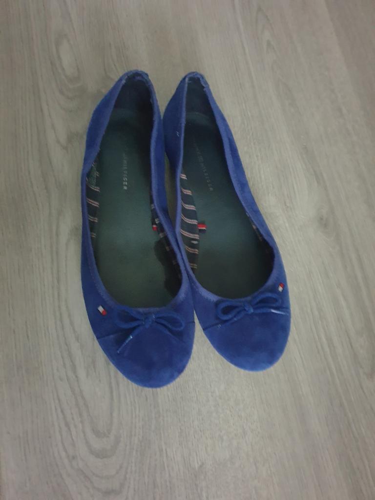 Tommy Hilfiger Ballerina's - Blauw Suede, Blauw, Zo goed als nieuw, Tommy Hilfiger, Ballerina's