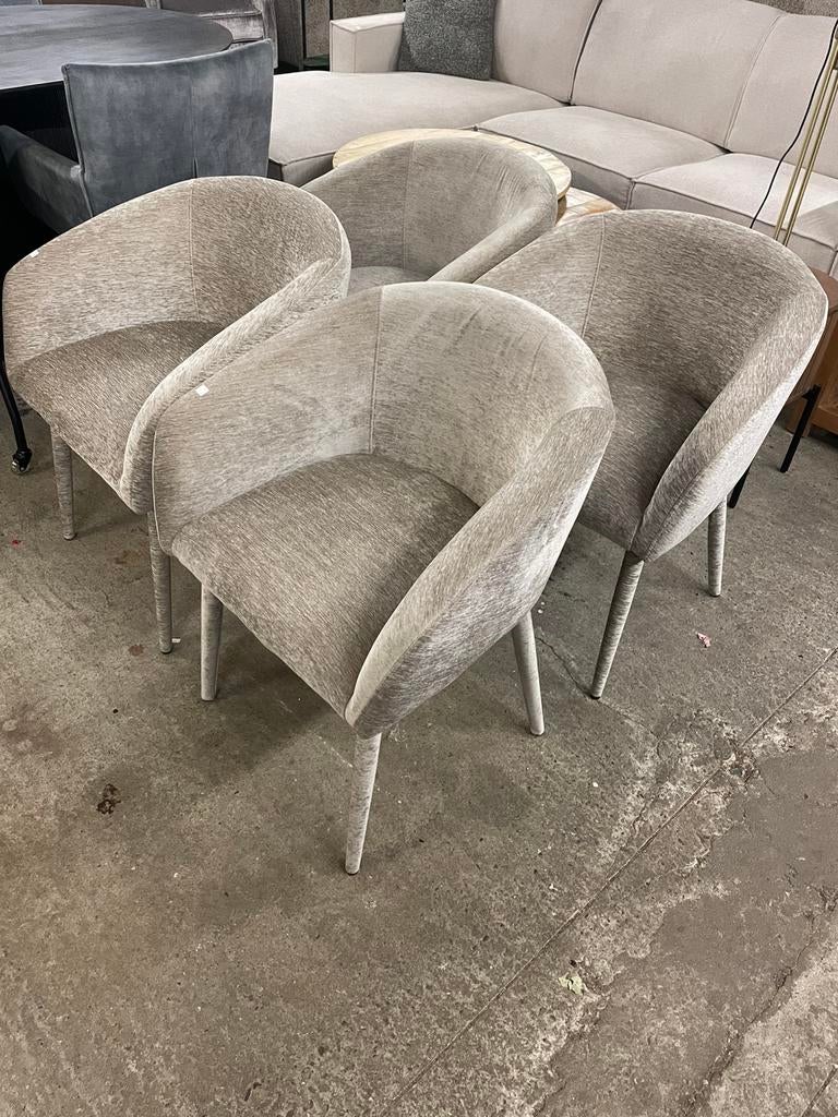 Nieuw!  4 grijze stoffen eetkamerstoelen, Ophalen, ., Zo goed als nieuw, .