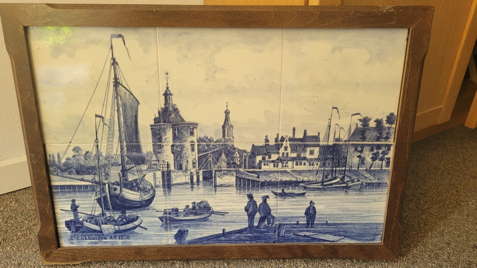 Tegeltableau Delfts Blauw - Enkhuizen 1850, Ophalen