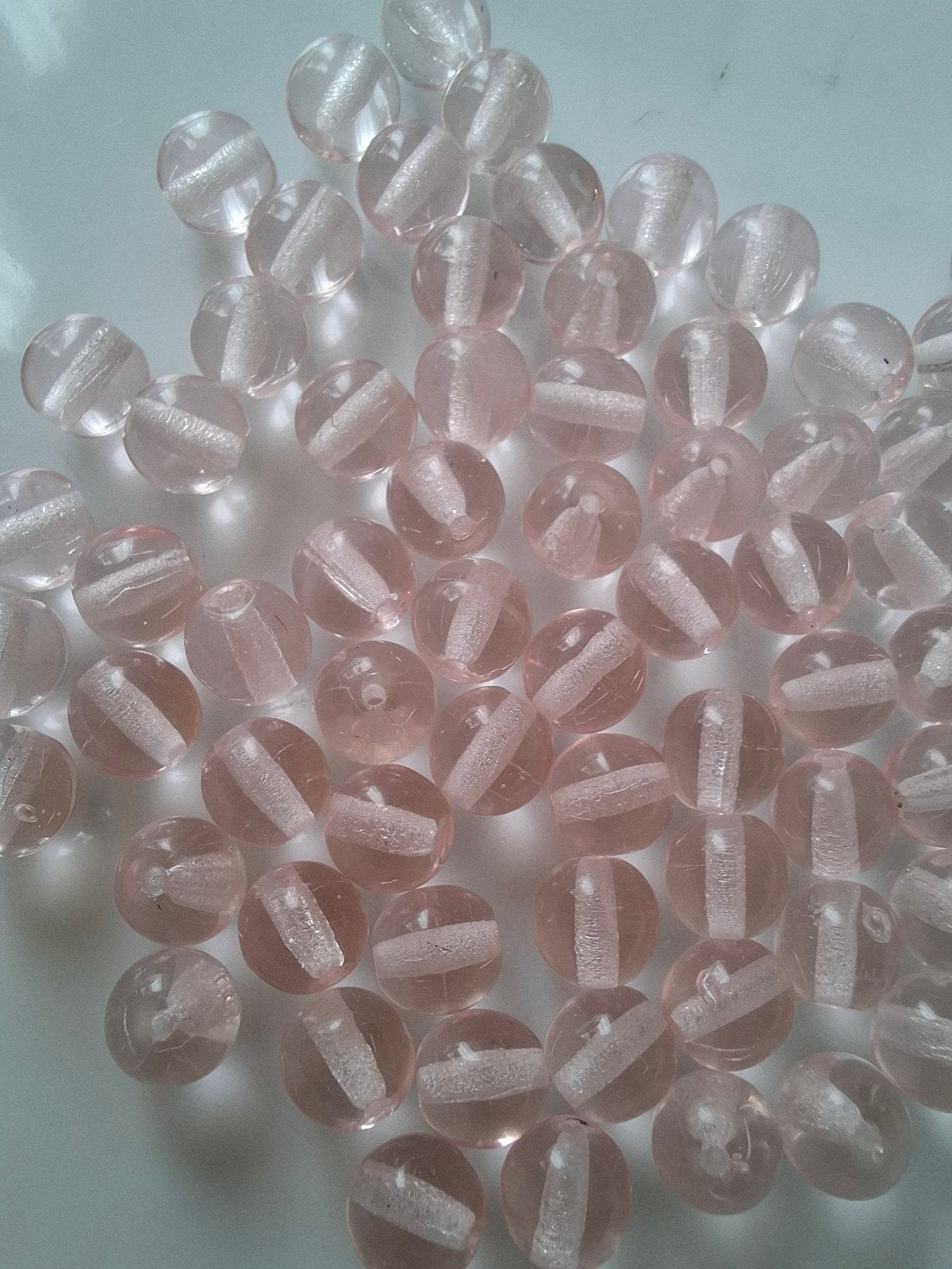 68 stuks 6 mm glaskralen roze lichtroze kralen partij, Kraal, -, -, Nieuw