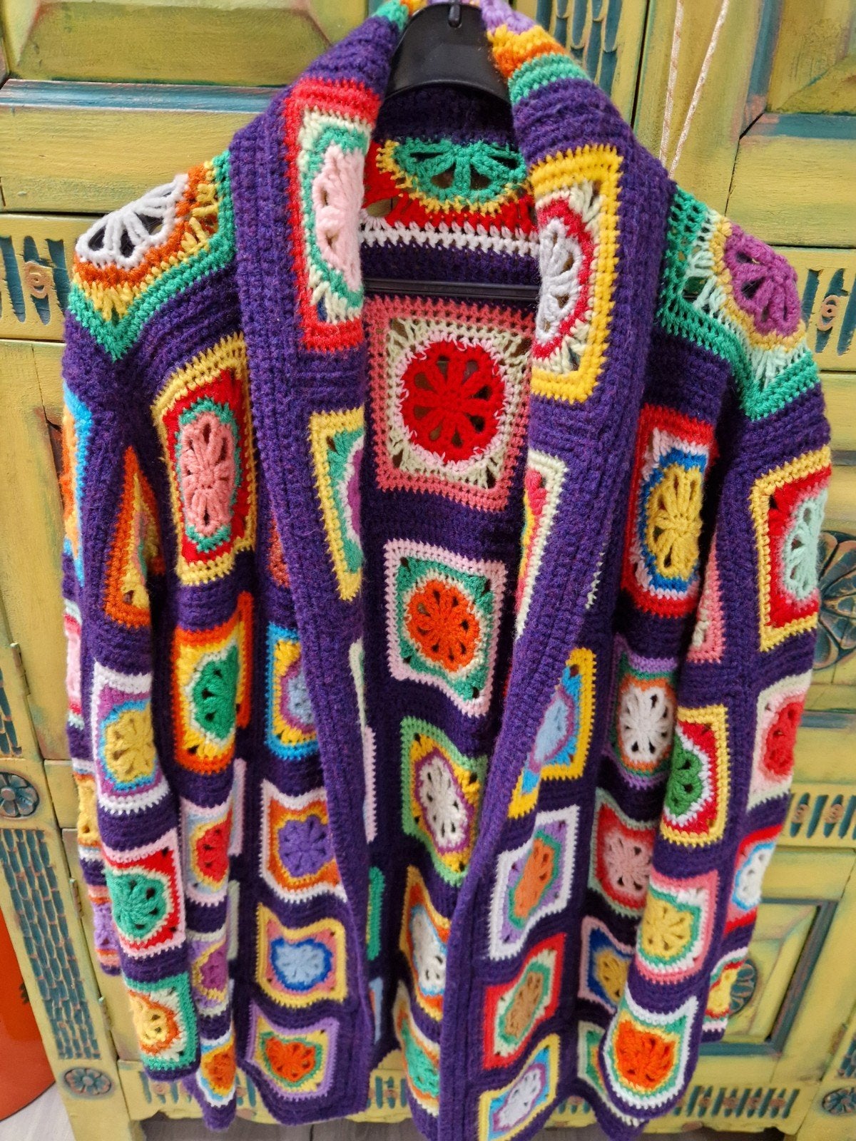 Unieke handgemaakte gehaakt granny square vest, Meerkleurig, Maat 42/44 (L), Ophalen of Verzenden, Handgemaakt