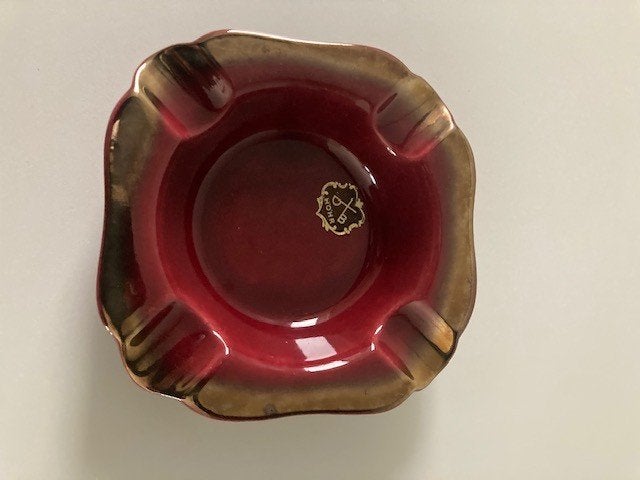 Dumler & Breiden rood gouden randje gemerkt+sticker, Vintage, Ophalen of Verzenden, Zo goed als nieuw, Rood