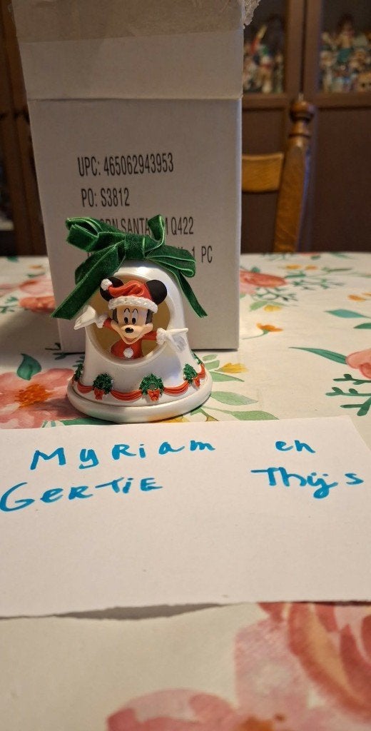 Disney Mickey Mouse kerstklok ornament, Ophalen of Verzenden, Mickey Mouse, Zo goed als nieuw, Beeldje of Figuurtje