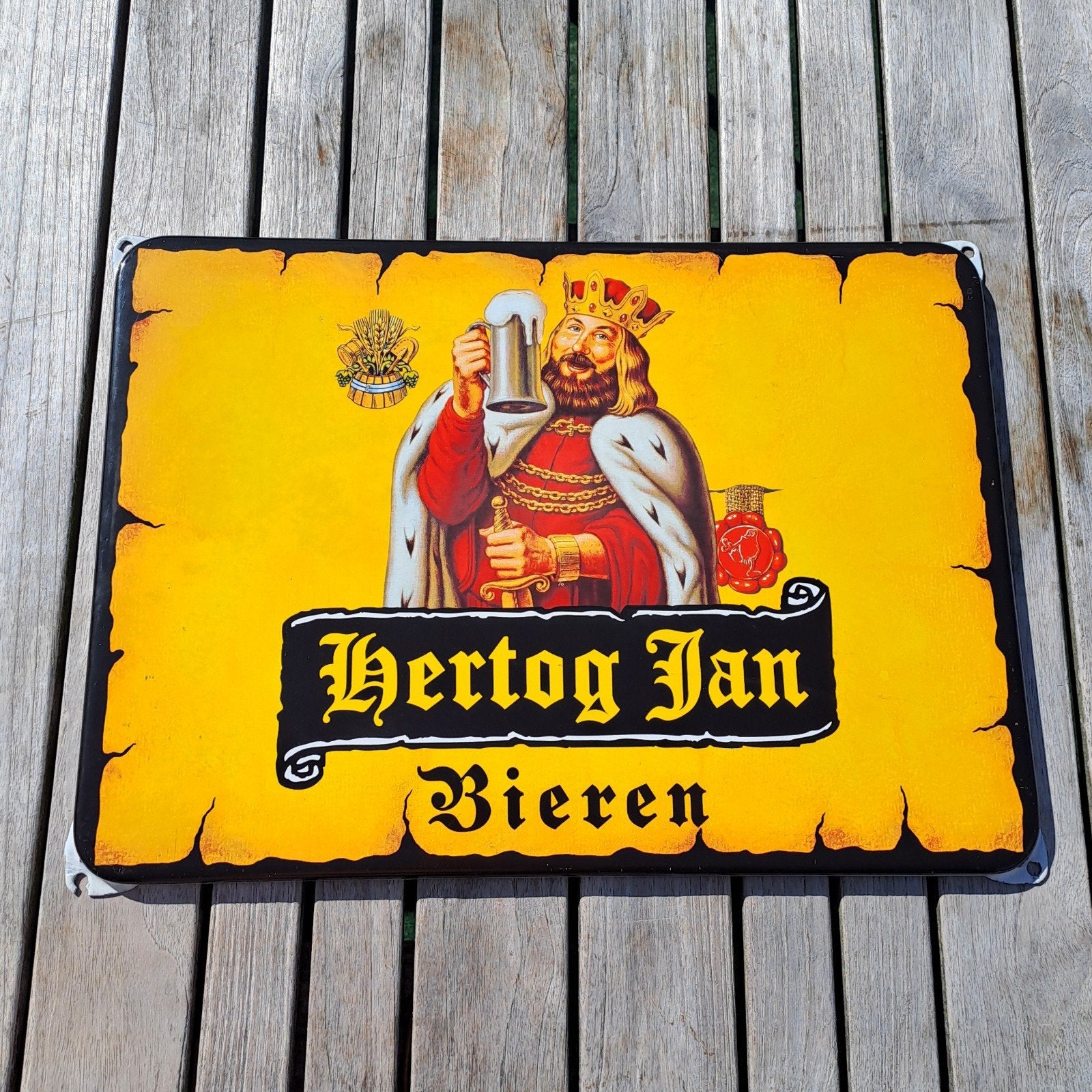 Hertog Jan emaille reclamebord 47x35cm, Ophalen of Verzenden, Zo goed als nieuw, Reclamebord