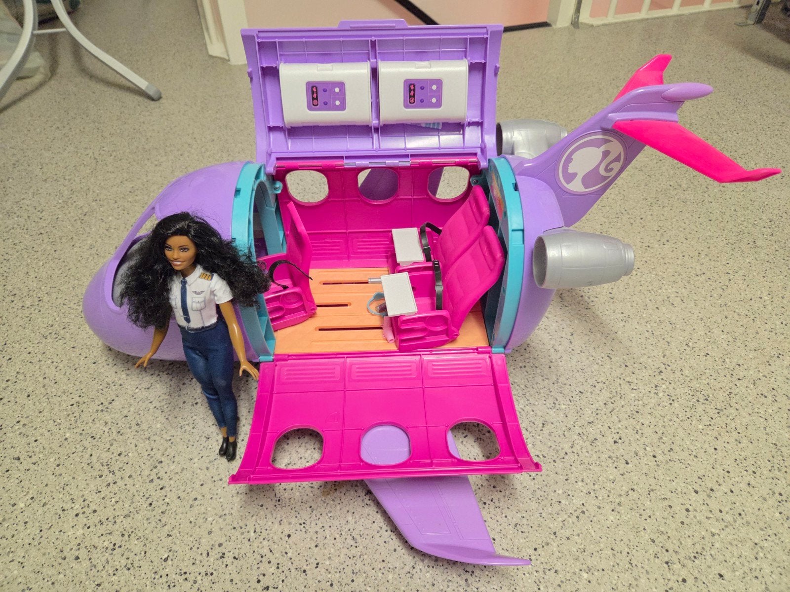 Barbie Droom Vliegtuig met Piloot Pop, Ophalen, Gebruikt, Barbie
