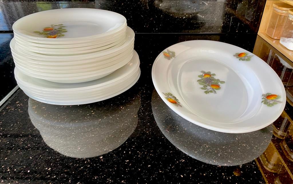 Vintage Arcopal France Fruits Borden Set, Antiek en Kunst, Ophalen of Verzenden