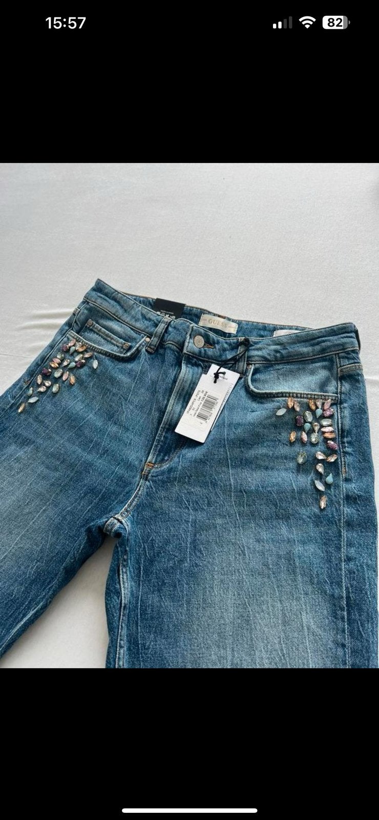 Guess spijkerbroek origineel met strassteentjes nieuw, Guess, Blauw, Nieuw, Ophalen of Verzenden