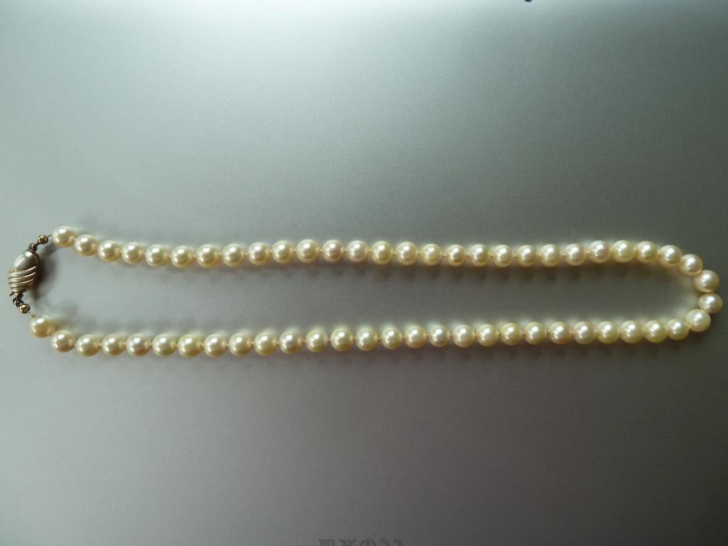 Akoya cultivé parelketting, collier met zilveren parelslot, Sieraden, Tassen en Uiterlijk, Kettingen, Verzenden, Zo goed als nieuw