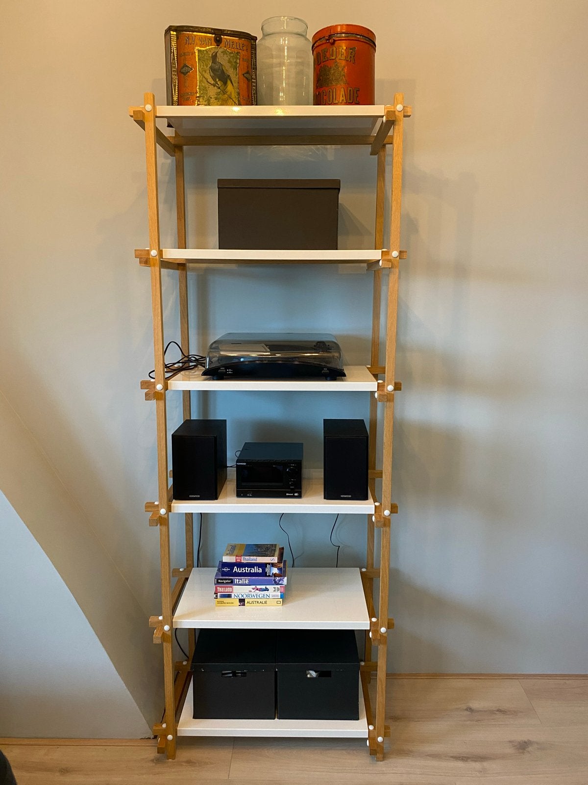 HAY Woody stellingkast met 6 planken, Ophalen, Met plank(en), Gebruikt, 50 tot 100 cm