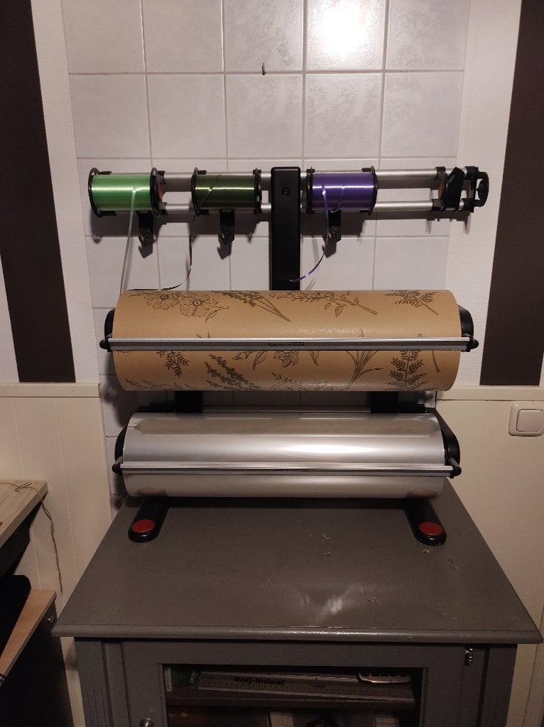 Dubbele papierrolhouder met lintrolhouder, Diversen, Ophalen, Gebruikt