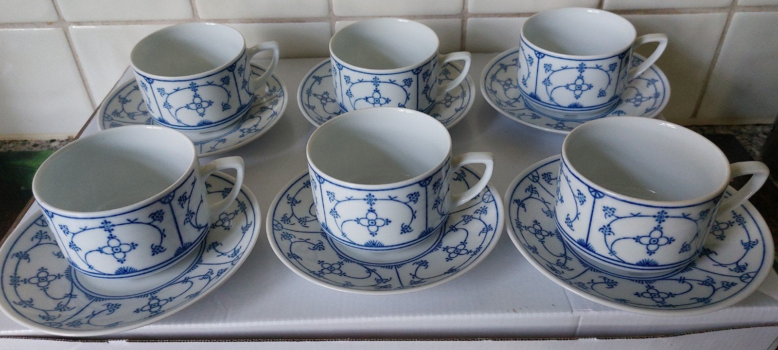 Prachtig Blau Saks porseleinen koffieservies - 6 persoons, Antiek en Kunst, Ophalen of Verzenden