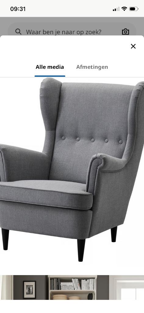 IKEA Strandmon oorfauteuil, Huis en Inrichting, Fauteuils, Ophalen, 75 tot 100 cm, Zo goed als nieuw, 75 tot 100 cm