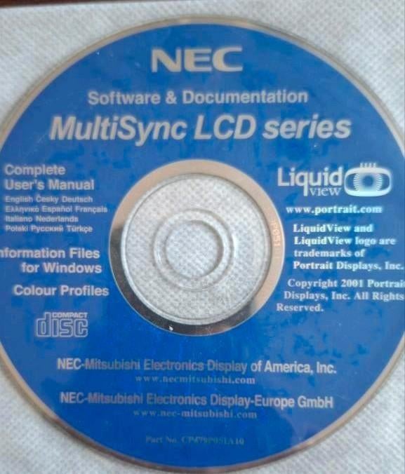 NEC MultiSync LCD Series Software & Documentatie CD, Ophalen of Verzenden, Gebruikt, Windows
