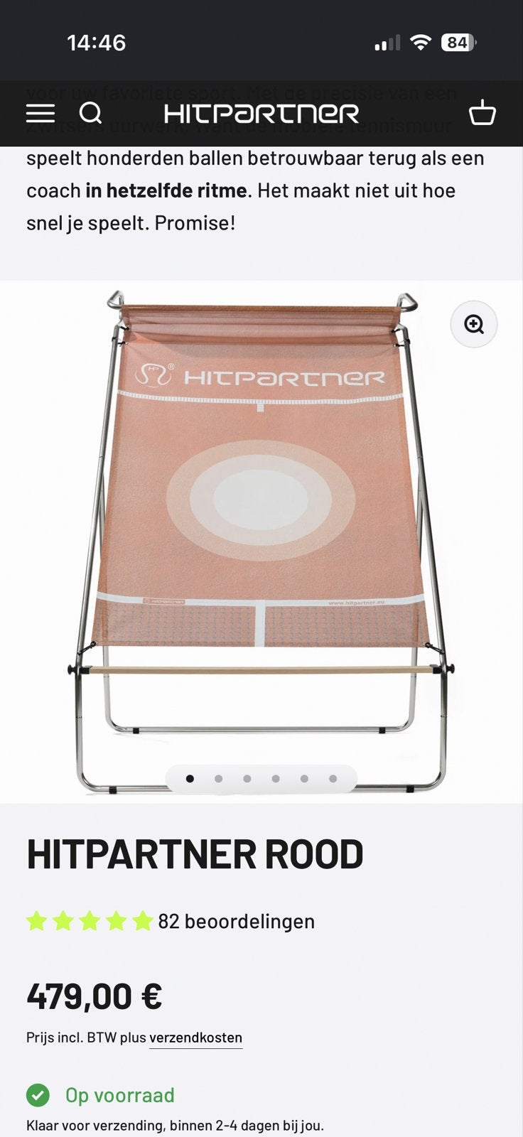 Hitpartner Rood Tennis Rebounder - Zo goed als nieuw, Sport en Fitness, Ophalen of Verzenden, Zo goed als nieuw, Overige typen